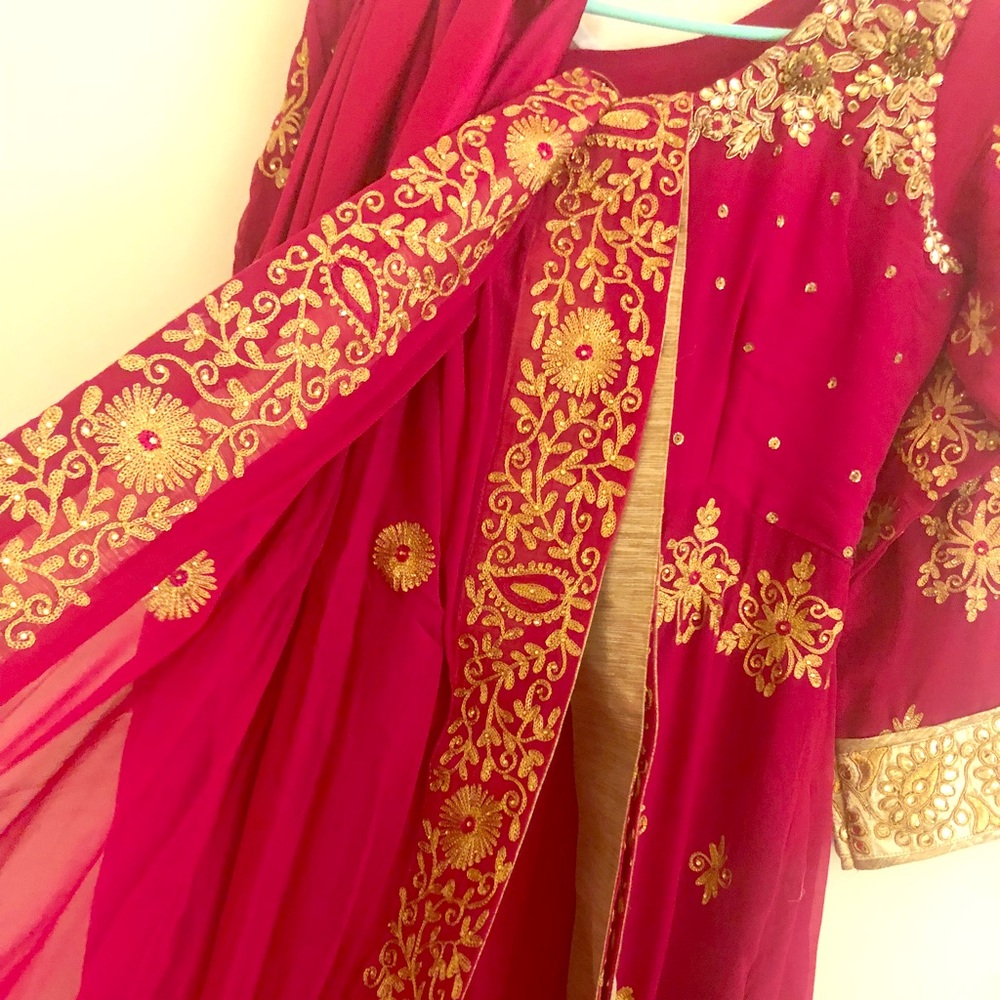 Indian Wedding Wear bridal pink pretty gold kaam